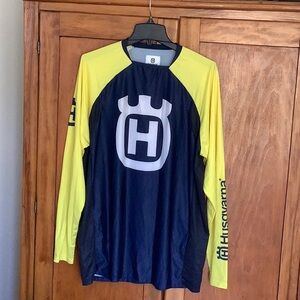 Husqvarna Yellow and Blue Shirt size large